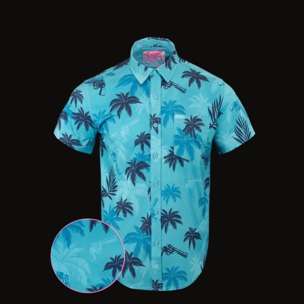 Retro Rifle Vice City Blue button down
